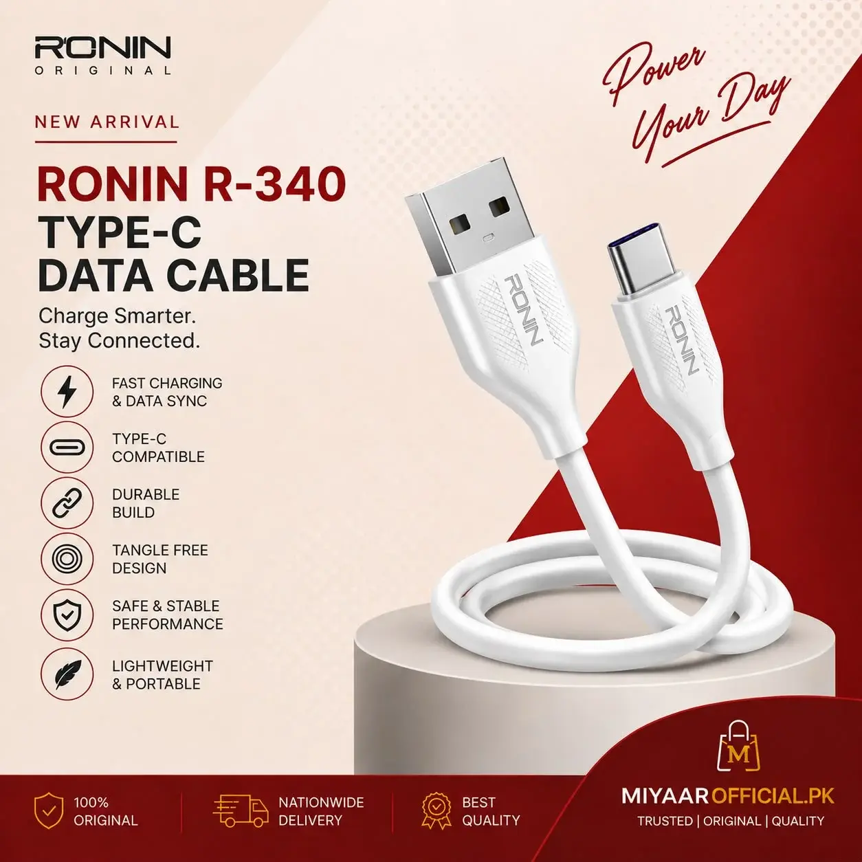 Ronin R-340 Type-C Cable in Pakistan.