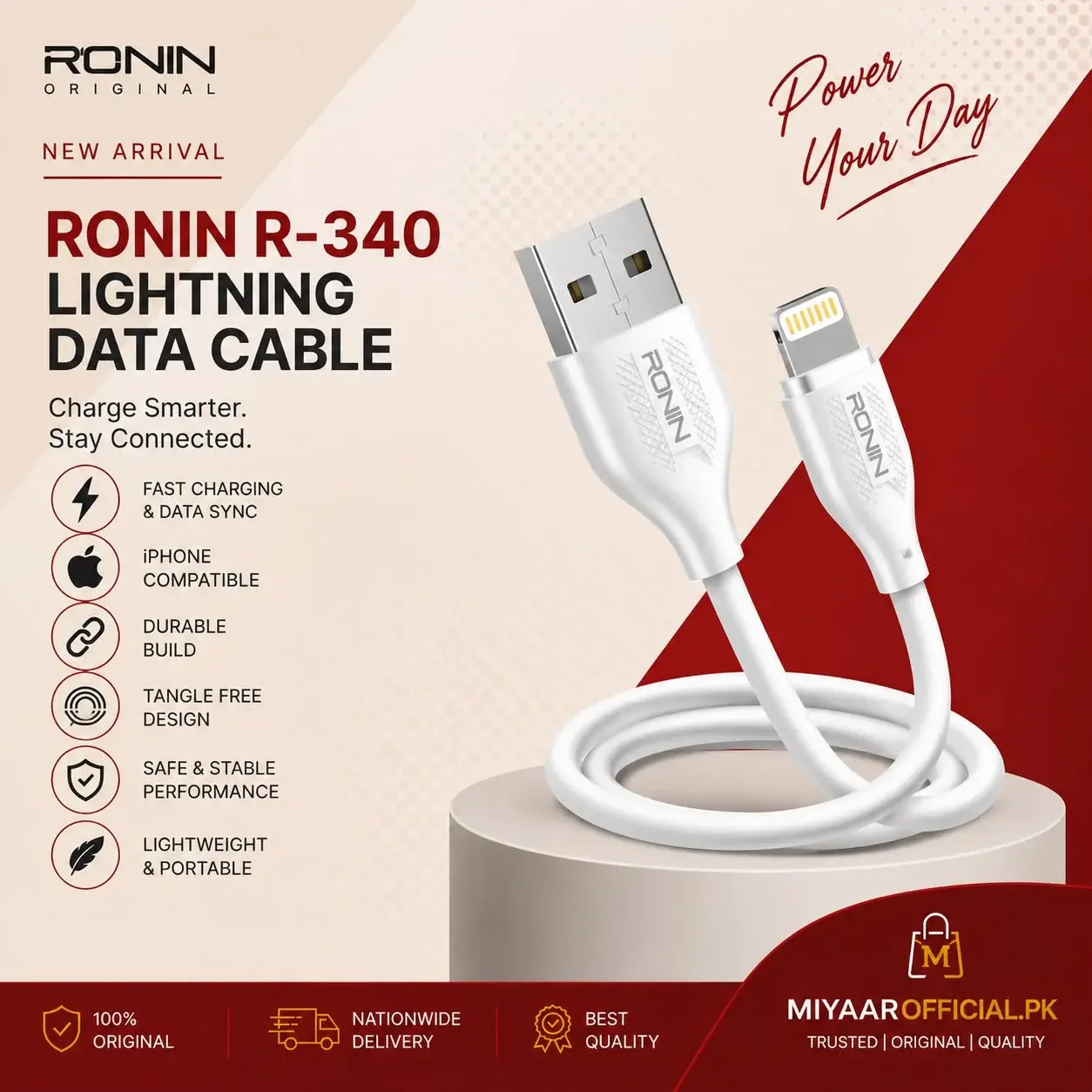 Ronin R-340 iPhone Data Cable in Pakistan