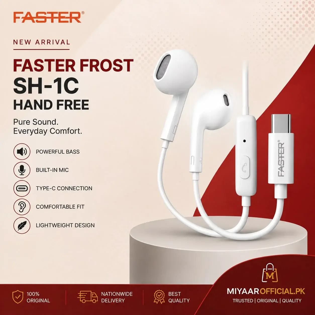 Faster SH-1C Frost Handsfree in Pakistan