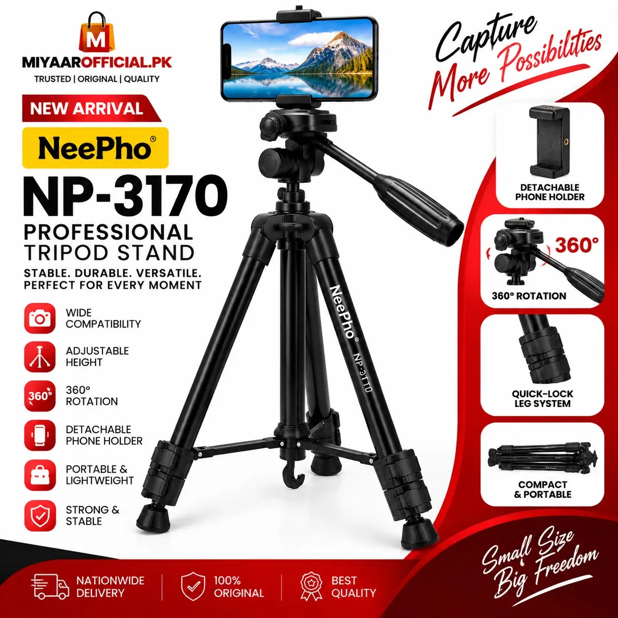 NeePho NP-3170 Tripod with Mobile Holder in Pakistan