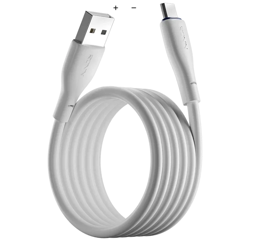 Ronin R-340 iPhone Data Cable featuring 2.4A charging support, 1-meter cable length, charging and data transfer functionality, tangle-free design and reinforced connectors.