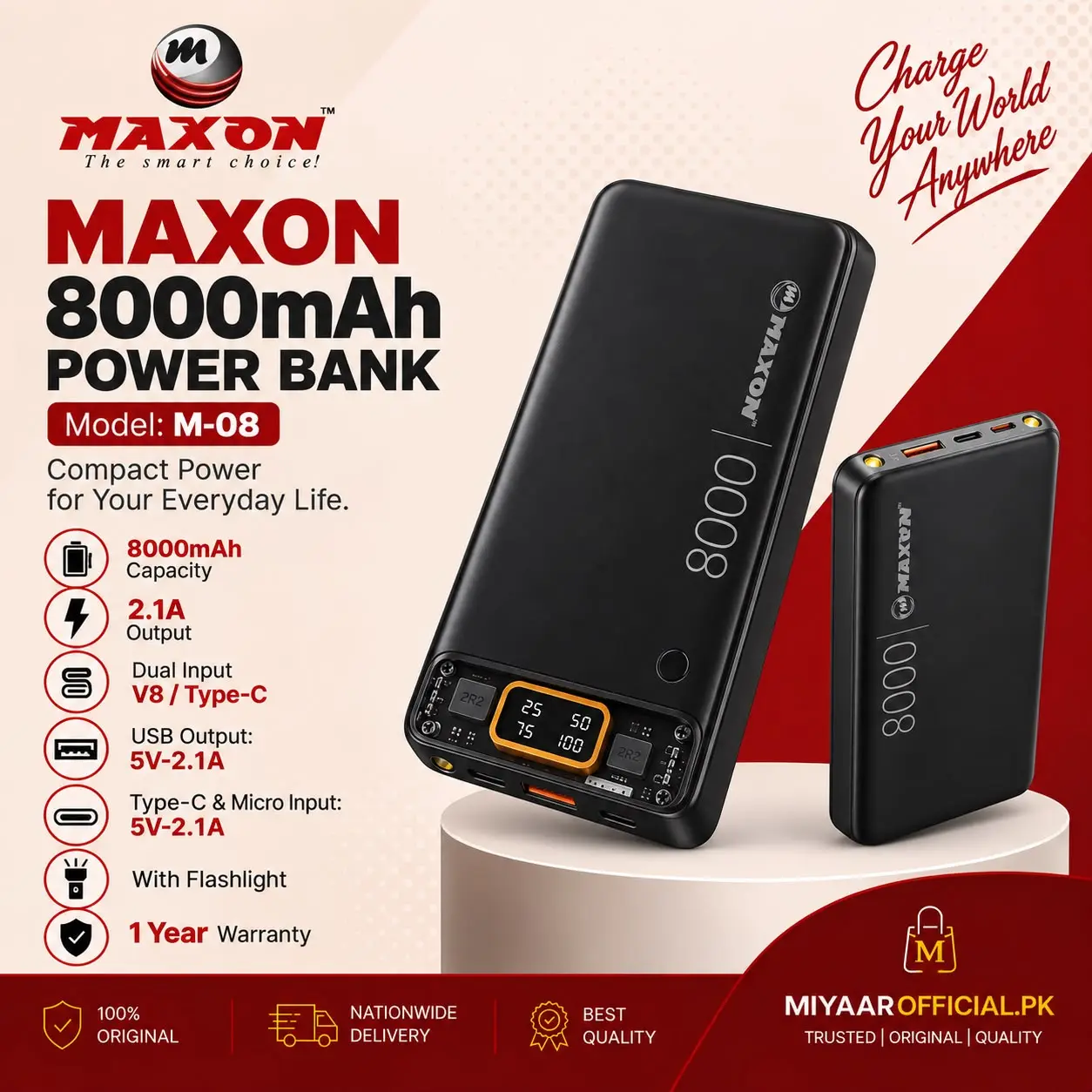 MAXON 8000mAh M-08 Power Bank