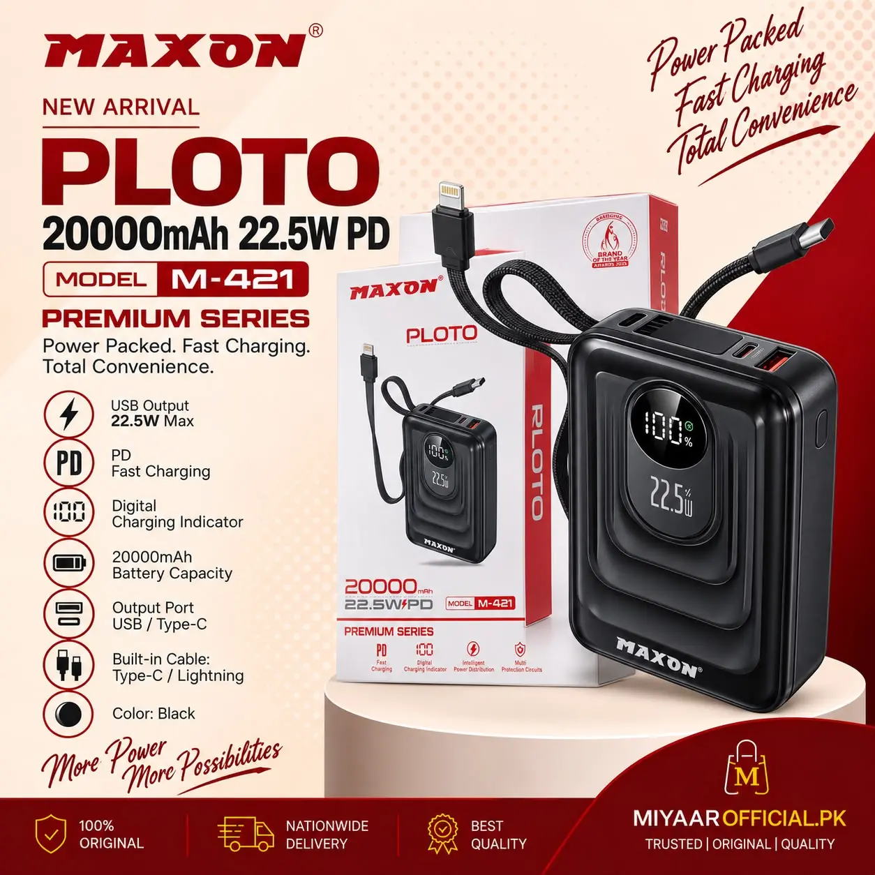 MAXON Ploto 20000mAh Power Bank M-421